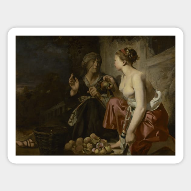 Vertumnus and Pomona by Caesar van Everdingen Sticker by Classic Art Stall